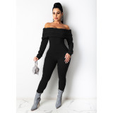 EVE Knits Twist Striped Off Shoulder Sweater Jumpsuit GCNF-0202