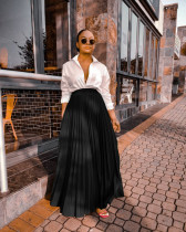 EVE Solid Color High Waist Big Swing Pleated Skirt BGN-0006