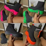 EVE Round Head Knitted Elastic Socks Short Boots TWZX-866