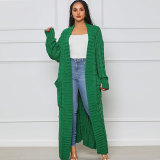 EVE Solid Color Long Twist Sweater Cardigan Coat FSXF-F380