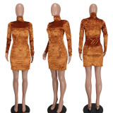 EVE Velvet Long Sleeve Slim Mini Dress QZYD-1171