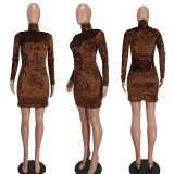 EVE Velvet Long Sleeve Slim Mini Dress QZYD-1171