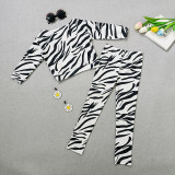 EVE Kids Girls Zebra Print Long Sleeve Pant Two Piece Set GMYF-Y6181