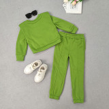 EVE Kids Solid Color Sport Sweatshirt Two Piece Pant Set GMYF-Y6206