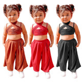 EVE Kids Girls Ruched Sling Tos And Wide Leg Pant 2 Piece Set GMYF-Y0032