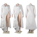 EVE Plus Size Fashion Long Sleeve Irregular Maxi Dress NY-10332