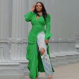 EVE Plus Size Fashion Long Sleeve Irregular Maxi Dress NY-10332