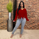 EVE Fashion Loose Irregular Sweater Tops CJF-3090