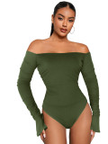 EVE Solid Flare Long Sleeve Ruched Bodysuit MZ-2770