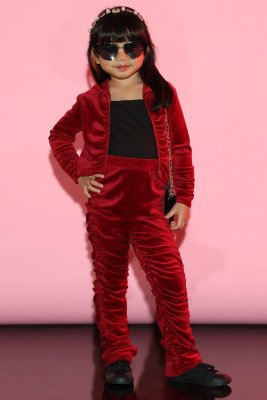 EVE Kids Girls Velvet Solid Color Long Sleeve Pant 2 Piece Set GMYF-Y0004