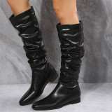 EVE Low Heel PU Leather Long Boots TWZX-866-2
