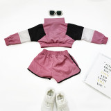 EVE Kids Girls Color Blocking Splicing Shorts Two Piece Set GMYF-Y0059