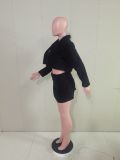 EVE Sexy Double-sided Plush Bra+Short Coat+Skirt 3 Piece Set BS-1327