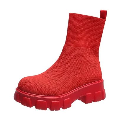 Fashion Thick Sole Knitted Short Boots TWZX-1806