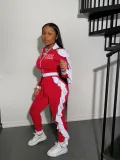 EVE PINK Letter Print Ruffles Casual Two Piece Pants Set CXLF-8094