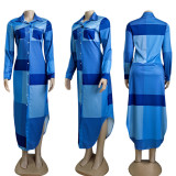 EVE Casual Plaid Print Long Shirt Dress GYSF-6070