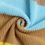 EVE Plus Size Knits Color Blocking Long Sleeve Sweater Cardigan NY-086