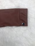EVE Fashion Waist Belt Leather Long Coat PHF-13311