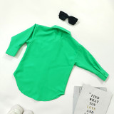 EVE Kids Girls Solid Color Casual Lapel Shirt GMYF-Y0083