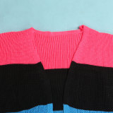 EVE Plus Size Knits Color Blocking Long Sleeve Sweater Cardigan NY-086