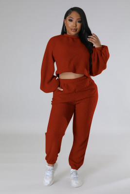 EVE Casual Solid Long Sleeve Pant Two Piece Set QZYD-1172