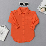 EVE Kids Girls Solid Color Casual Lapel Shirt GMYF-Y0083