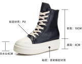 EVE Fashion PU Leather Side Zipper Lace-up High-top Canvas Shoes ZPTX-5310P