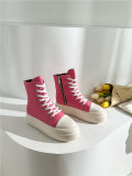 EVE Fashion PU Leather Side Zipper Lace-up High-top Canvas Shoes ZPTX-5310P