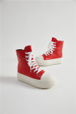 EVE Fashion PU Leather Side Zipper Lace-up High-top Canvas Shoes ZPTX-5310P