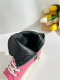 EVE Fashion PU Leather Side Zipper Lace-up High-top Canvas Shoes ZPTX-5310P