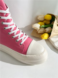 EVE Fashion PU Leather Side Zipper Lace-up High-top Canvas Shoes ZPTX-5310P