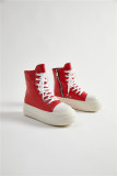 EVE Fashion PU Leather Side Zipper Lace-up High-top Canvas Shoes ZPTX-5310P
