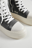 EVE Fashion PU Leather Side Zipper Lace-up High-top Canvas Shoes ZPTX-5310P