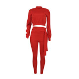 EVE Casual Solid Color Long Sleeve Pant Two Piece Set YD-1108