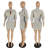 EVE Casual Solid Color Slim Sweatshirt Dress YIS-657