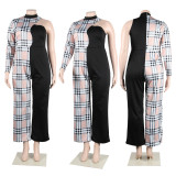 EVE Plus Size Contrast Patchwork Fashion Print Jumpsuit NY-10338