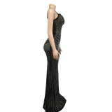 EVE Sexy Mesh Hot Drilling Sleeveless Maxi Dress BY-6075