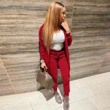 EVE Plush Cardigan Coat And Pant Two Piece Set CH-8239