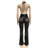 EVE Sexy Sequin Mesh Backless Tassel Jumpsuit BY-6086