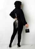 EVE Plus Size Casual Long Sleeve Hooded Tops And Pant Two Piece Set OM-1512