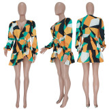 EVE Fashion Print Ruffle Mini Dress YD-6104