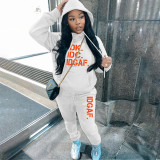 EVE Plus Size Letter Print Hooded Sweatshirt And Pant Casual Sport Suit GHF-131