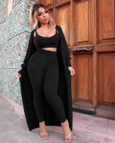 EVE Fashion Solid Vest+Long Cardiage+Pant Three Piece Set YD-8677