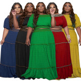 EVE Plus Size Solid Short Tops And Maxi Skirt 2 Piece Set NNWF-3049