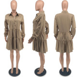 EVE Casual Long Sleeve Big Swing Shirt Dress YUF-10013