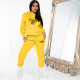 EVE PINK Letter Print Plush Hooded Sweatshirt Two Piece Pant Set YFS-10303