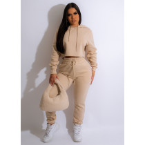 EVE Plus Size Solid Color Hooded Sport 2 Piece Pants Set GCNF-0206