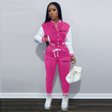 EVE Color Blocking Single-breasted Bassball Jackets Sport Suit TK-6271