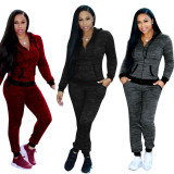 EVE Hooded Zipper Long Sleeve Pants Sports Suit TE-4523