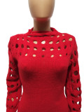 EVE Knitted Long Sleeve Hollow Slim Sweater Dress CM-8649